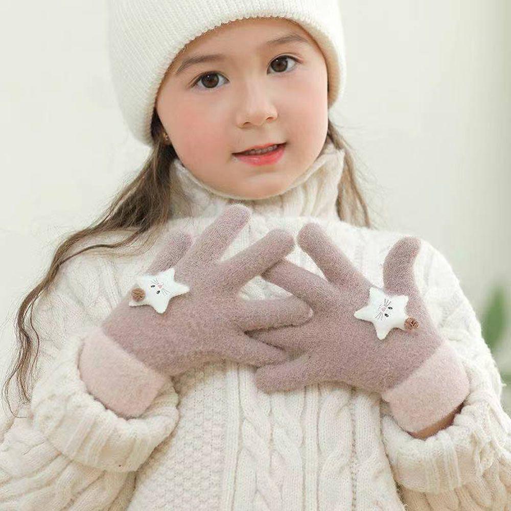 Plush Half Finger Cat Five Fingers Korean Mittens Star Kids Outdoor Gloves Children Winter Gloves