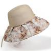 Summer Travel Big Brimmed Fisherman Hat, Women's Printed Bow Sun Hat Face Covering Beach Hat Sun Hat UV Protection