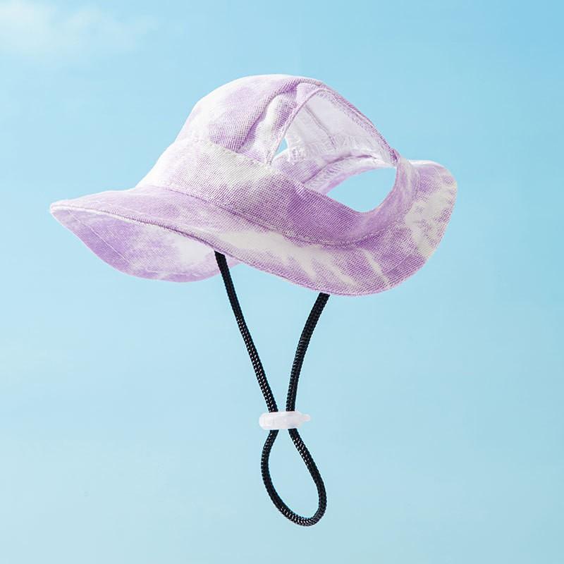 Adjustable Sun Protection Hat Small Dogs Cats Blue Gradient Dyed CottonHat S/M/L Sizes