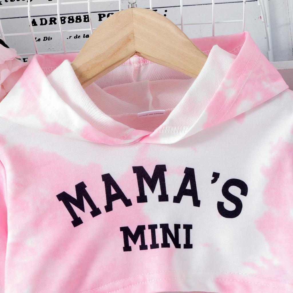 Dívčí módní set Podzim/Zima Dětská ležérní mikina s potiskem písmen + šle + kalhoty Třídílný set