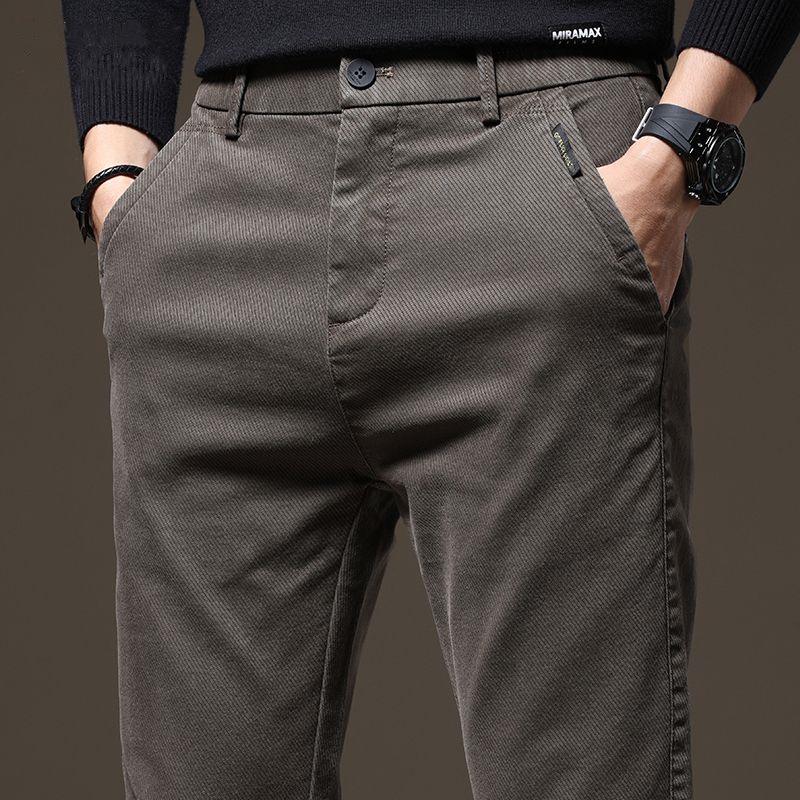2023 Men's Autumn/Winter Thick Elastic Slim Fit Casual Business Pants