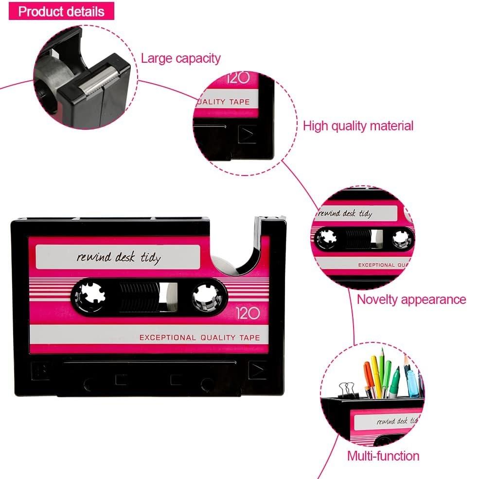 Retro Cassette Tape Machine Brush Pot Pen Pencil Holder Rewind Desk Tidy Container Case Table Organizer