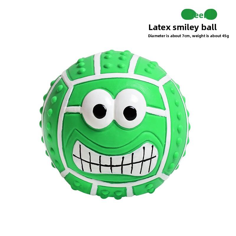 Neues Haustierspielzeug - Latex Lachendes Gesicht mit Geräusch Volleyball Fußball Beißspielzeug gegen Langeweile Kugelförmiges Hundespielzeug