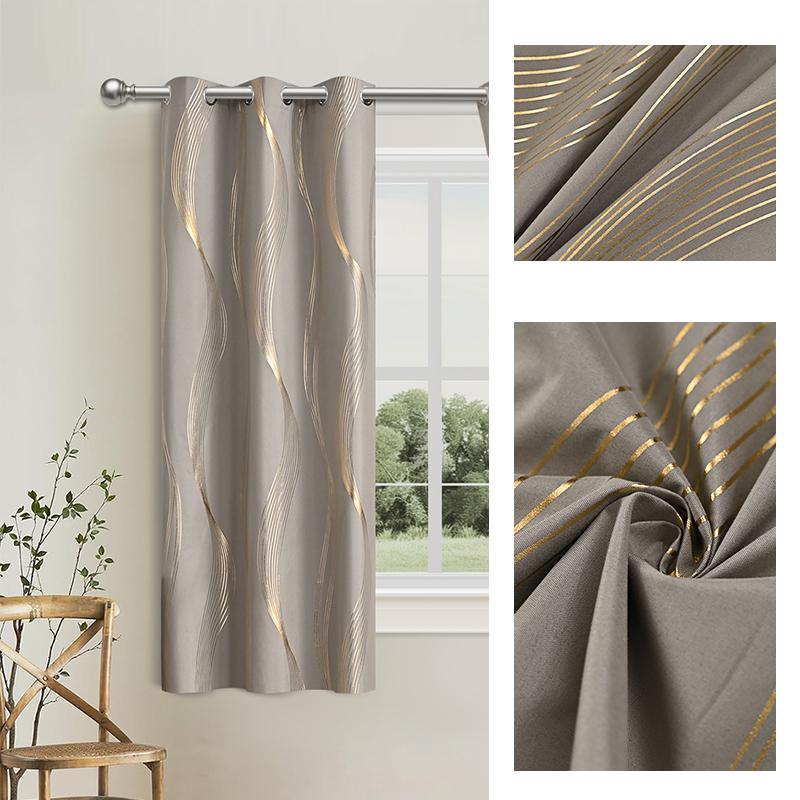 Printed Luxury Curtain 1PC With Gold Foil For Living Room Windows Print Room Darkening For Living Room Decor