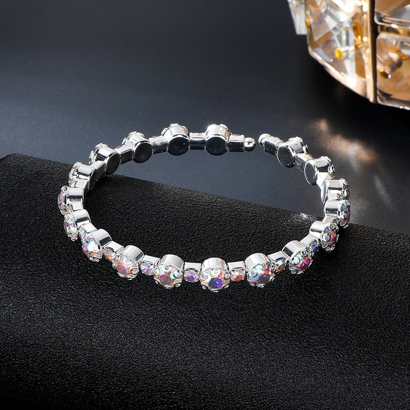 Bridal Bracelet AB Rhinestone Wrapped Full Diamond Open Bracelet Crystal Bracelet Accessories