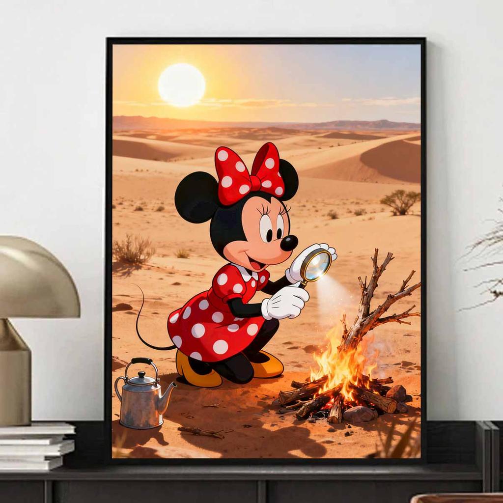 Disney diamond painting kit handmade diy5D home decoration gift unique creative desert Minnie fire camping adventureTotal characters 128