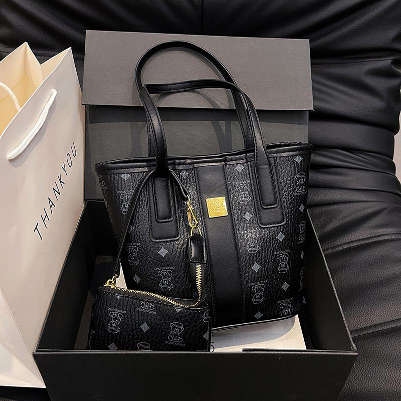 

Summer new fashion street shot contrasting colors mother and child M shopping bag tote bag shoulder women s bag