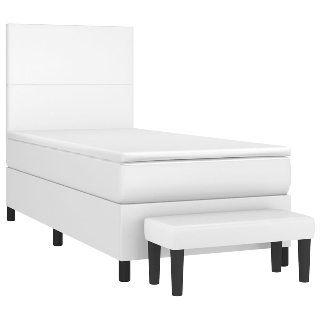Vidaxl Łóżko Kontynentalne Z Materacem, Białe, Ekoskóra 90X200 Cm