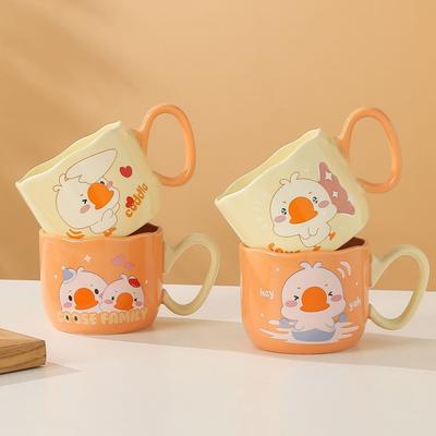 Creative Cute Goose Ceramic Cup High Value Mug with Handle Cup Cartoon Animal Student Drinking Water Cup
