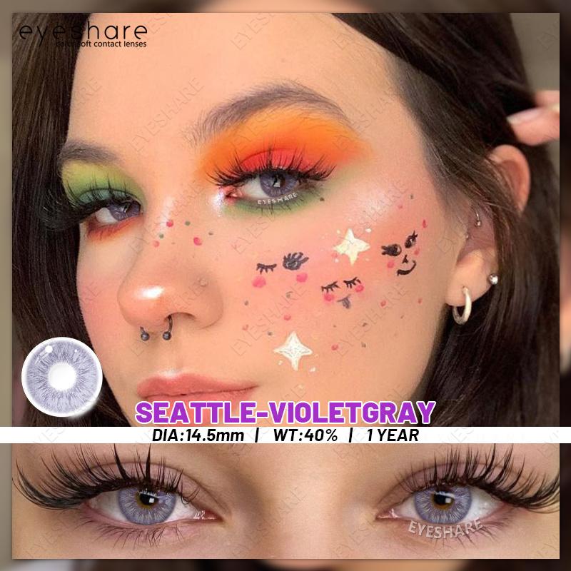 Eyeshare Colored Contact Lenses Purple Fashion New Style Contact Lenses Gray Natural Comfortable Colored Lenses Pink Makeup Colored Lenses 1 Pair