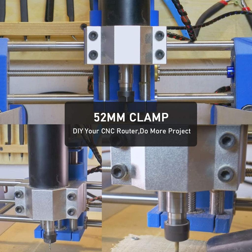 Aluminum CNC Spindle Motor Mount Bracket Clamp with Screws 52mm Diameter, Silver Spindle Mount Bracket