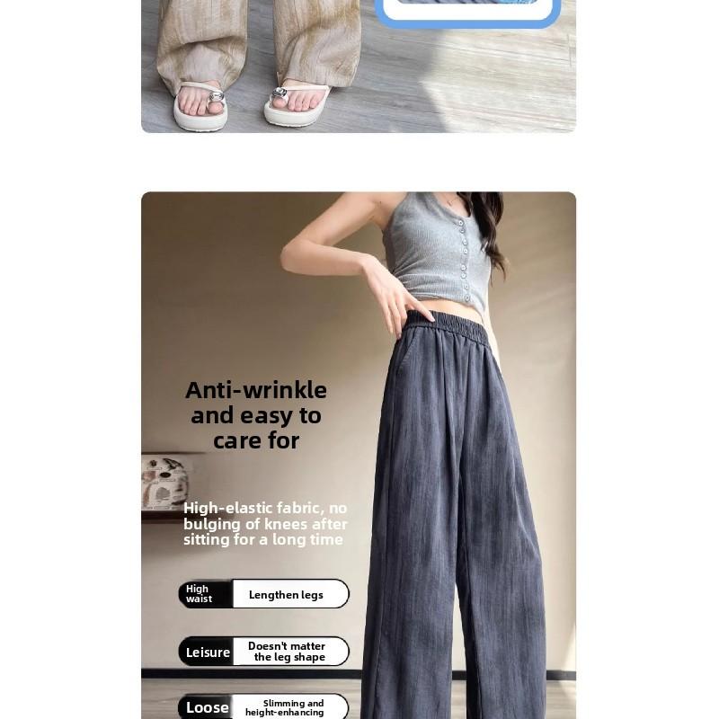 Narrow-fit Tie-dye Wide-leg Pants for Women, 2026 New Model, Ice Silk Cotton-linen Casual Summer Thin Tencel Linen Yamamoto Pants