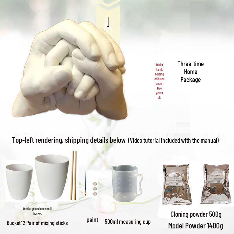 Three-Person DIY 3D Plaster Hand & Footprint Kit for Families