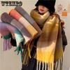 Soft Women New Versatile Autumn and Winter Warm Scarves Thickened Dual-purpose Printed Large Tassel Scarves Shawls