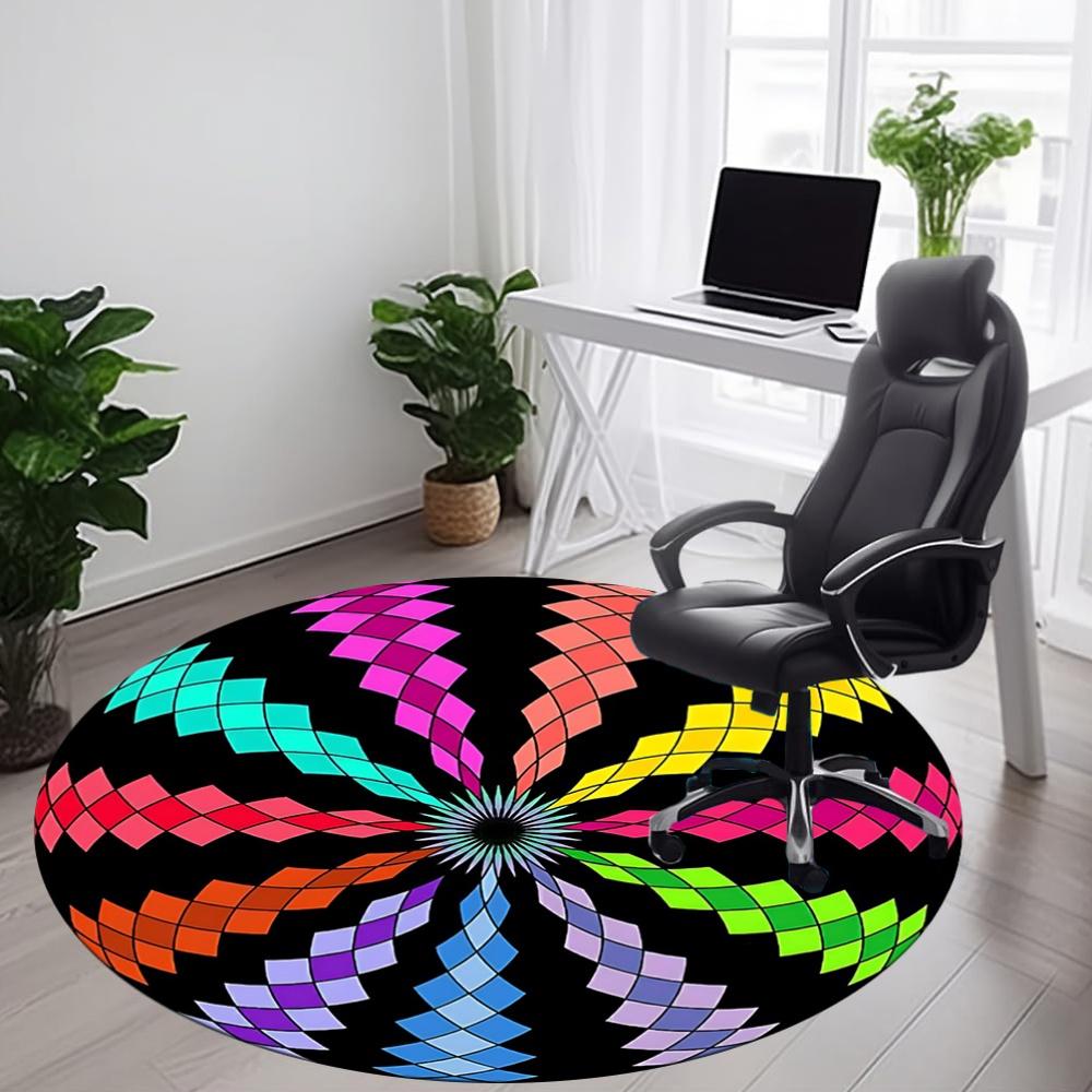 1 Stück bunter runder Teppich für das Büro, rutschfest, weich und langlebig, für die Innendekoration, perfekt fürs Büro