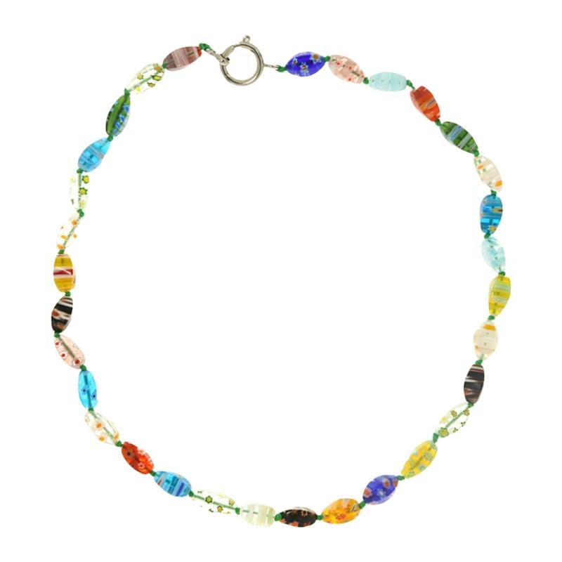 

Venetian Glass Short Necklace Handmade Millefioris Beads Clavicle Chain Accessory for Daily Wear Or Special Occasions