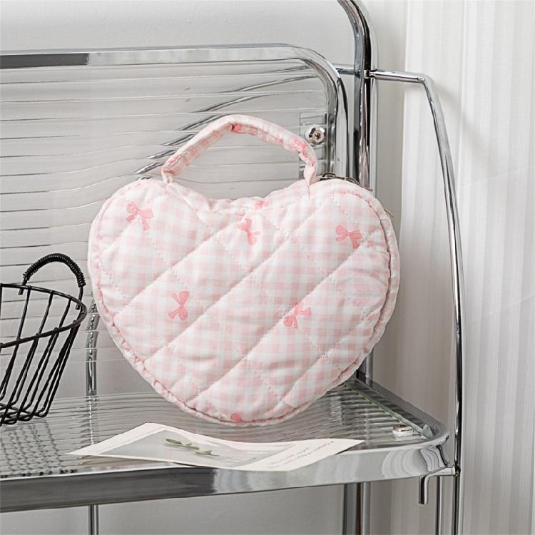Florals Heart Makeup Organizers Quilted Water Resistant Cosmetic Bag for Travel Portable Toiletry Storage Women Use