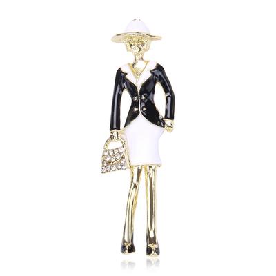 Fashion Alloy Oil Drip Bag Girl Styling Brooch Accessories Creative Cartoon Character Pins Personalized Women'S Accessories