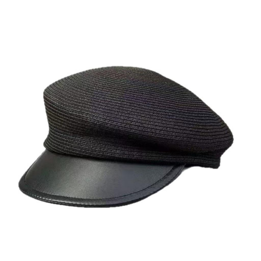 Béret en paille printanier pour femme - Chic français Élégant Unique et Amincissant Casquette Gavroche
