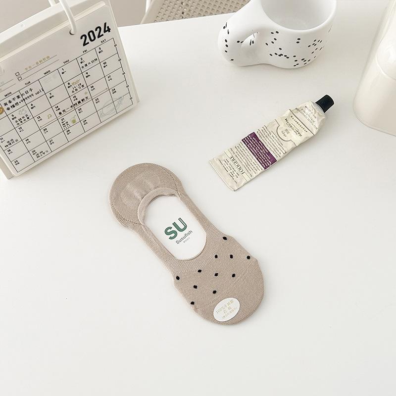 

Милые и универсальные простые носки в горошек для весны и лета, женские невидимые носки-лодочки с мелким вырезом, дышащие тонкие женские носки 1 pair хаки