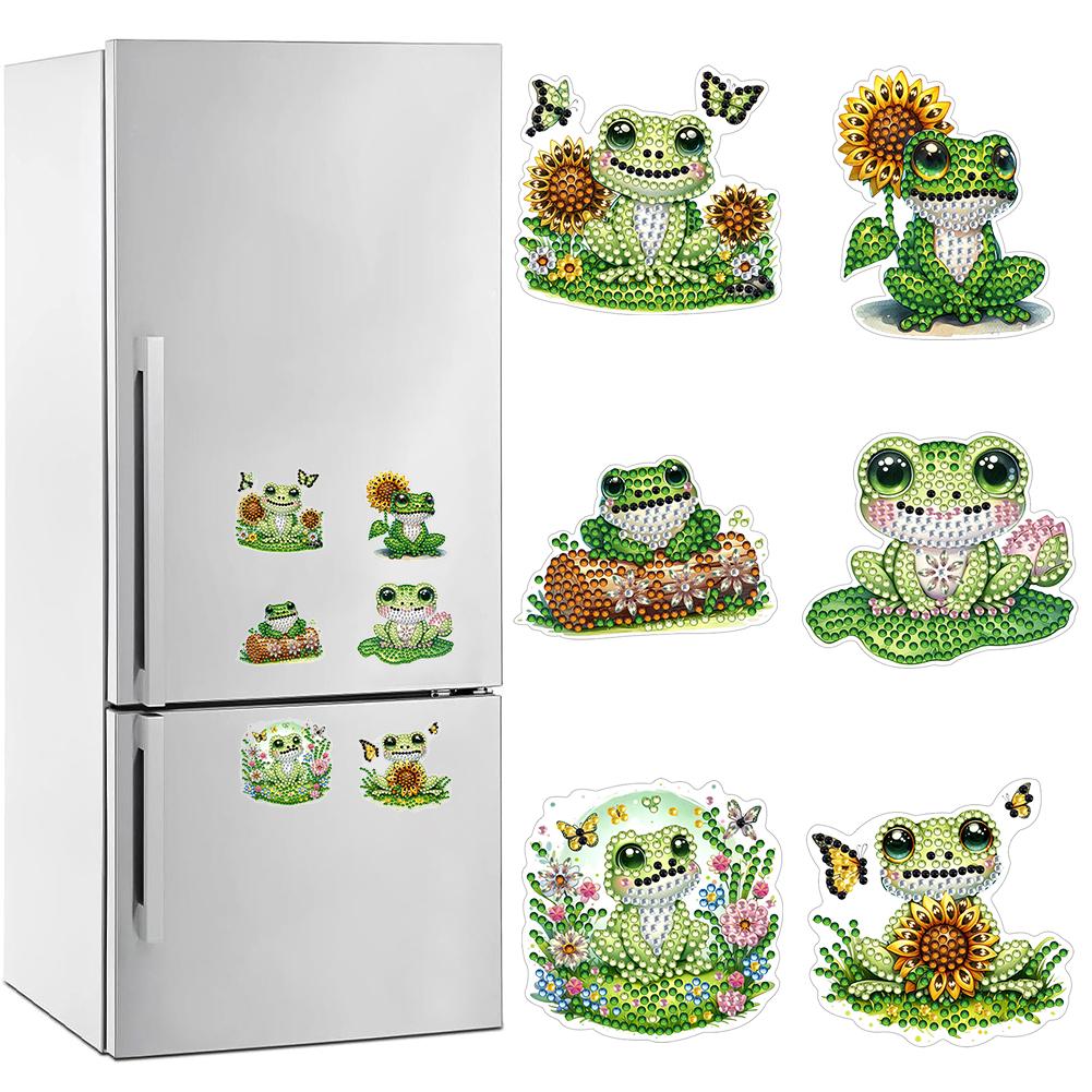 

6Pcs Animal Print DIY Acrylic Diamond Art Refrigerator Magnet Crystal Sparkling Diamond Magnets Set for Holiday Festive Parties