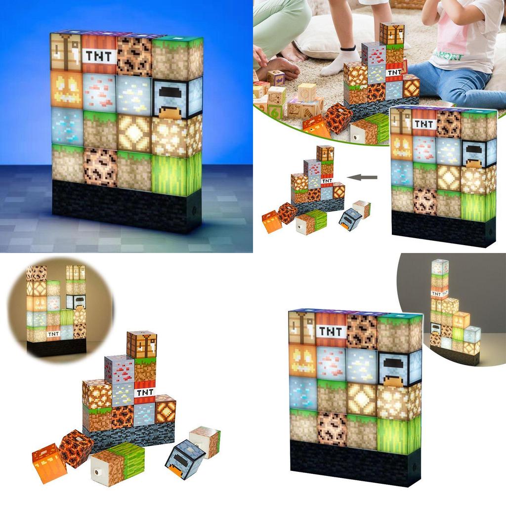 Night Stitching Minecraft Light Lamp Usb Power Decor Building Block Diy Stacking