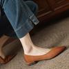 Spring 2025 New Soft Leather Thick Heel Non-slip Low Heel Shoes French Retro Temperament Pointed Head Shallow Mouth Women's Single Shoes