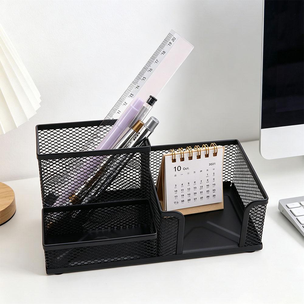 Mesh Design Pen Holder Metal Desk Stationery Organizer Office Accessories Pencil Storage Box Gift
