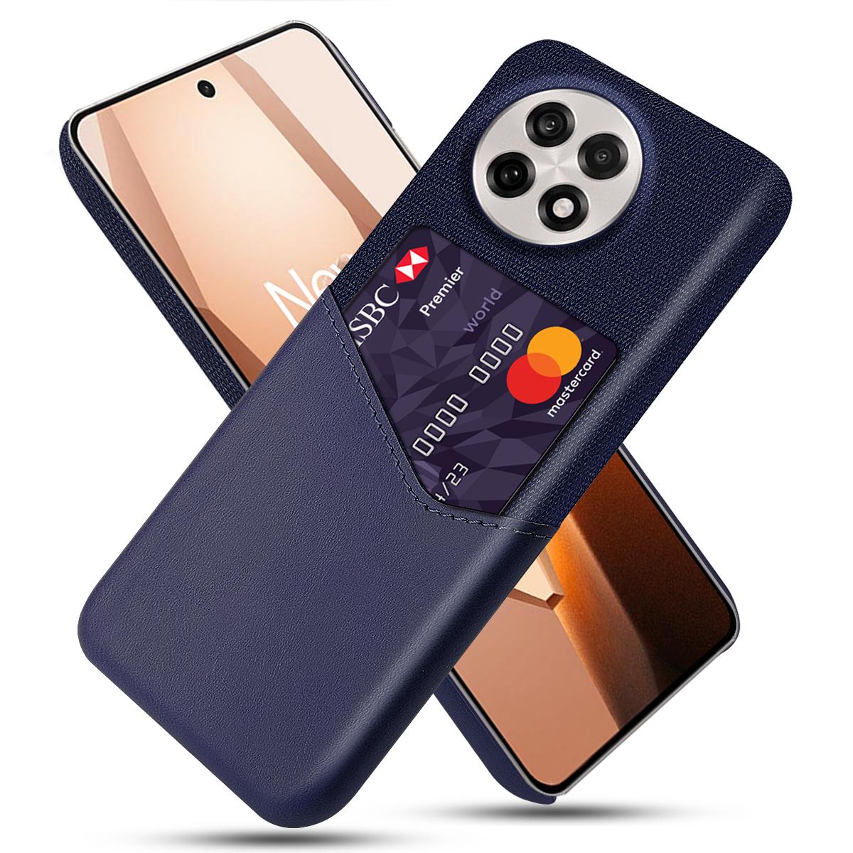 

Phone Case for OnePlus 13R 5G/Ace 5 5G/Ace 5 Pro 5G PU Leather Cloth Texture Hard PC Phone Cover with Card Holder Blue