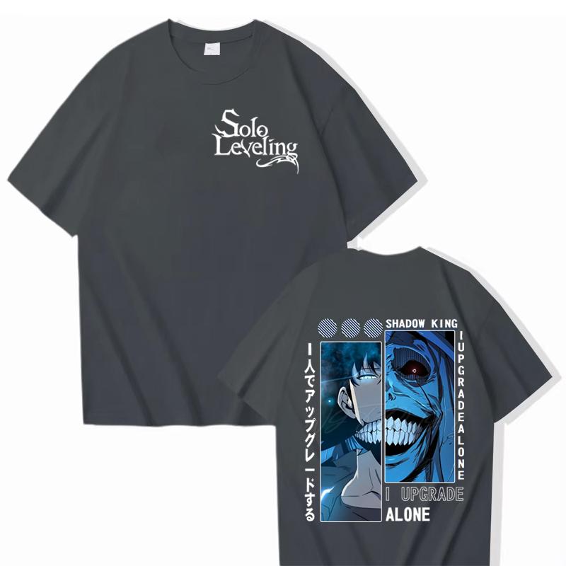 Anime Solo Leveling Cotton T-shirt Sung Jin-woo Print Men Women Clothes Solo Leveling Anime Manga Street Style Harajuku Male Top