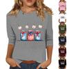Maglietta Casual da Donna alla Moda a Maniche 3/4 Stampata Girocollo Pullover