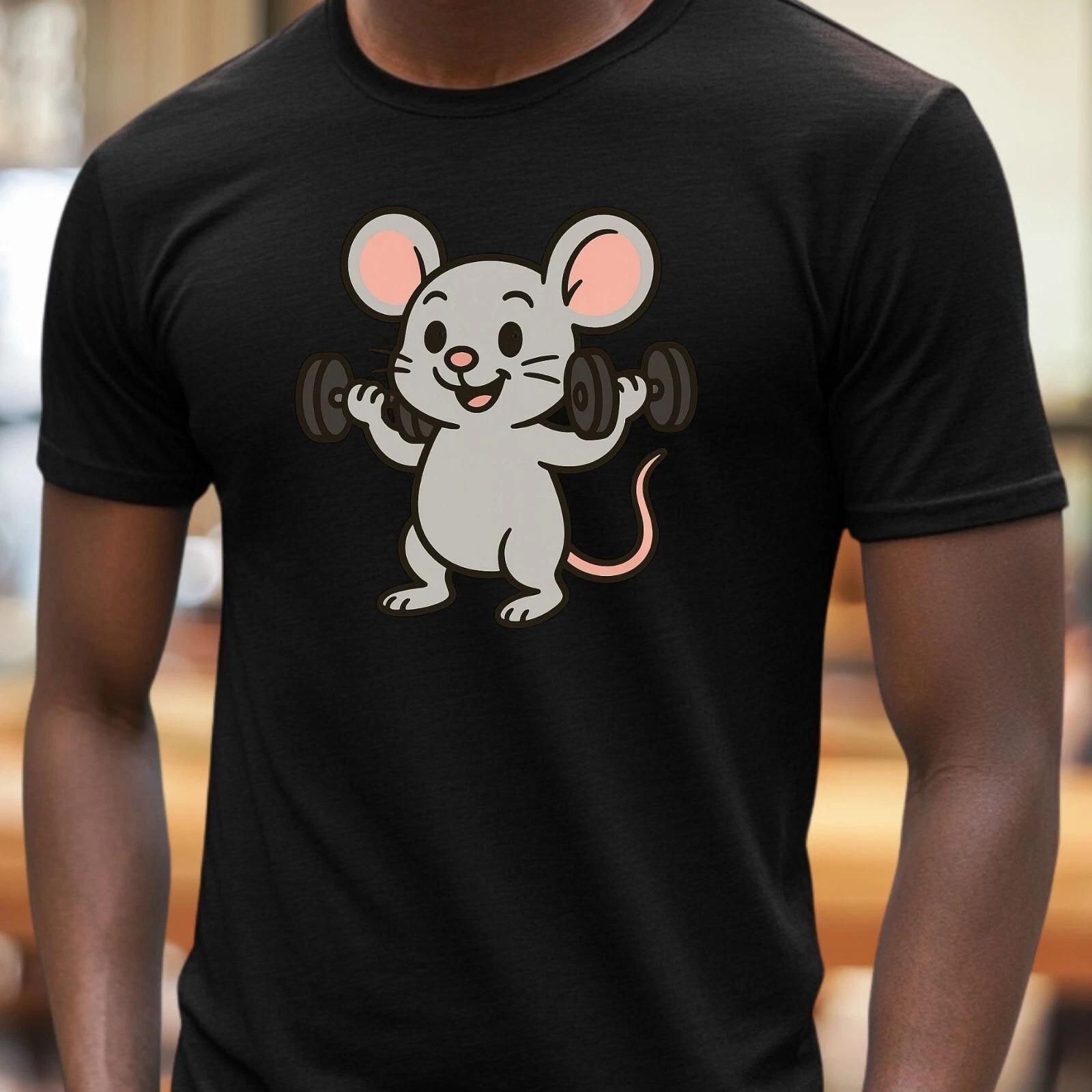 T-Shirt Herren Maus mit Gewichten Motiv Baumwolle Größe S bis 5XL XS