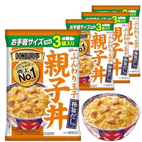 DONBURI-tei Oyakodon 3-Mahlzeiten-Packung 4 Einheiten Ezaki Glico (Raumtemperatur-Lagerung Notvorrat Schienenfahrzeug Donburi-Basis Retorte)