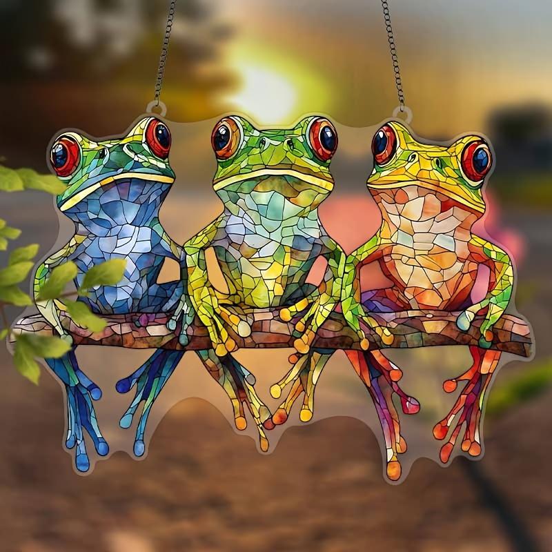 2D Three Frogs Light Catcher, Holiday Decoration, Country Room Decoration, Four Seasons Window Wall Room Bedroom Home Garden Indoor Decoration