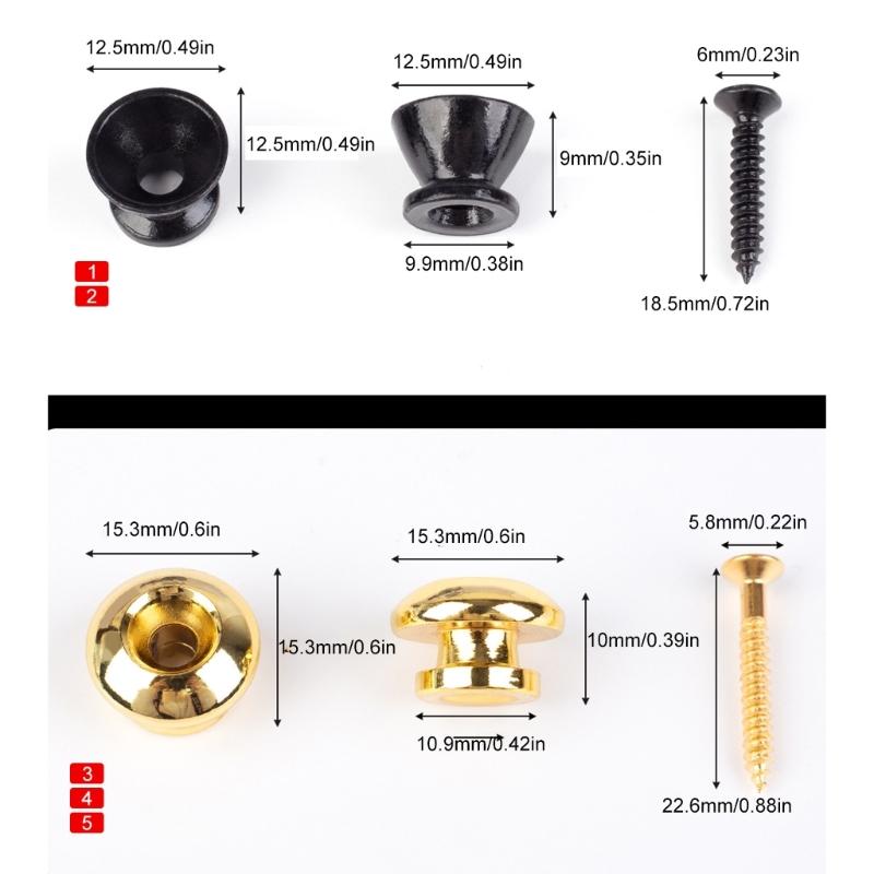 2pcs Stylish Silver Bell Shape Strap Buttons Skidproof Strap Lock Guitar Buckles Suitable for Various Skill Levels