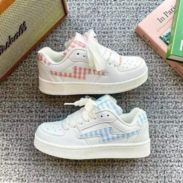 Korean version of niche thick-soled checkered bread shoes women's ins tide 2025 autumn new student versatile casual board shoes