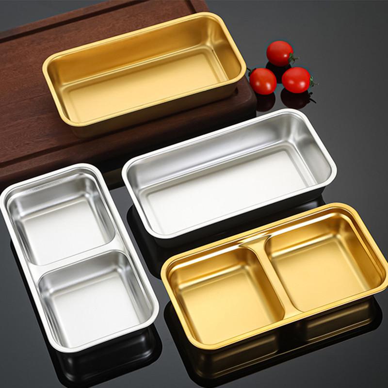 304 Stainless Steel Pepper Roast Meat Sauce Dishes Wasabi Bowl Separate Sushi Vinegar Soy Plates Tableware Food Seasoning Tray