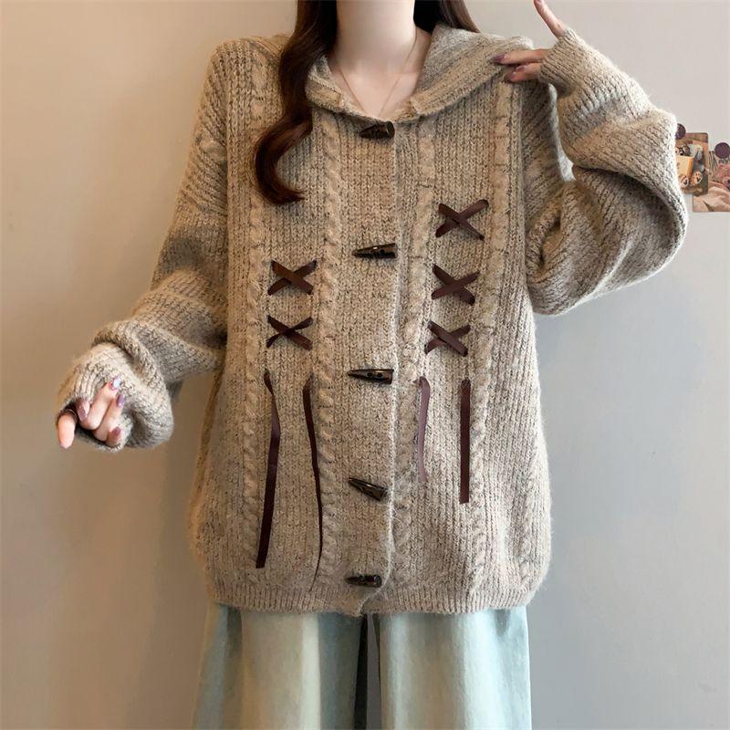 Sweaters Coat Cardigan for Women Winter Oversize Fleece Thickened Solid Color Loose Long Sleeve Knit Sweaters Coat