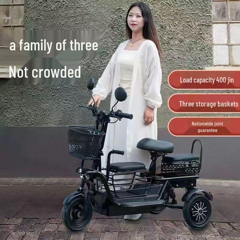 Foldable Electric Tricycle: Ideal for Commuting, Household Use, Child Transport, Women, Seniors, and Parent-Child Trips. Long-lasting Battery.