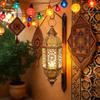 Portacandele in Ferro Battuto Marocchini Lanterna con Design Traforato da Appendere Decorazioni Regalo per Eid Ramadans