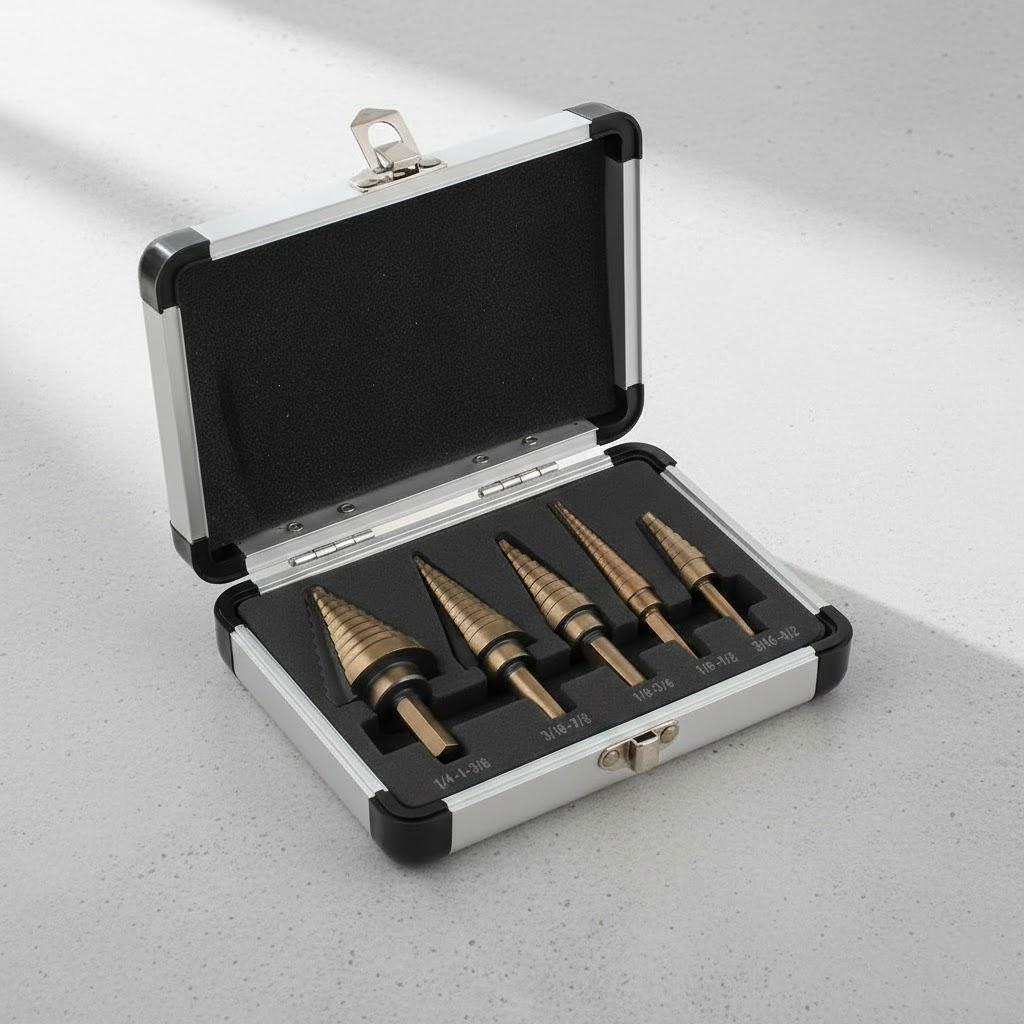 5pcs Step Drill Bit Set HSS Cobalt Metal Hole Cutter Titanium Conical Carbide Punch Tool 50 Size Perforated Drill Bits