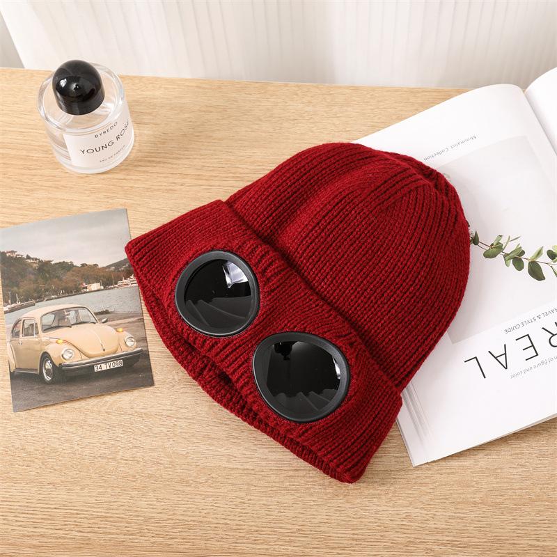 Hot-selling knitted glasses hat autumn and winter men's and women's ear protectors wool hat warm outdoor ski pullover hat tide
