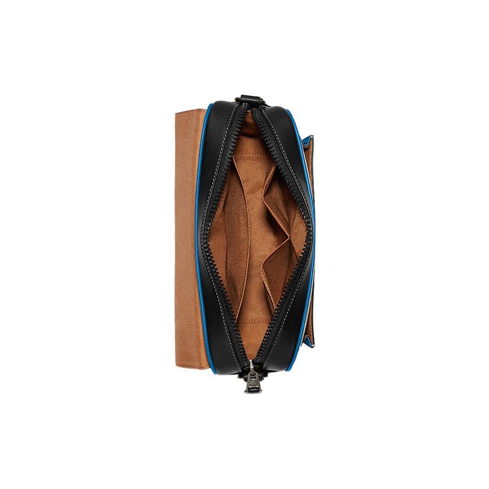 New COACH Track Cow Leather Shoulder Bag, Crossbody Bag Regular Men's Blue Beige CH118-QBVFG