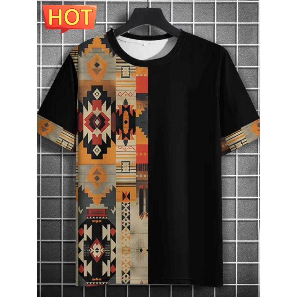 Męska koszulka z nadrukiem graficznym 3D w stylu vintage afrykańskim, letnia, do noszenia na zewnątrz, z krótkim rękawem, męskie topy, nowa moda, męska odzież