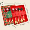 4pcs Christmas Party Dinnerware Set with Gift Box Christmas Tree Dessert Fork Spoon Cutlery Set Gold Stainless Steel Tableware