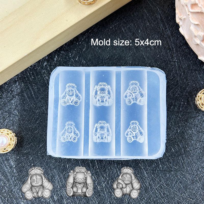 3D Relief Silicone Nail Art Molds Cartoon Bow Rabbit Frame Gemstone Design DIY Nail Decor Transparent Manicure Template