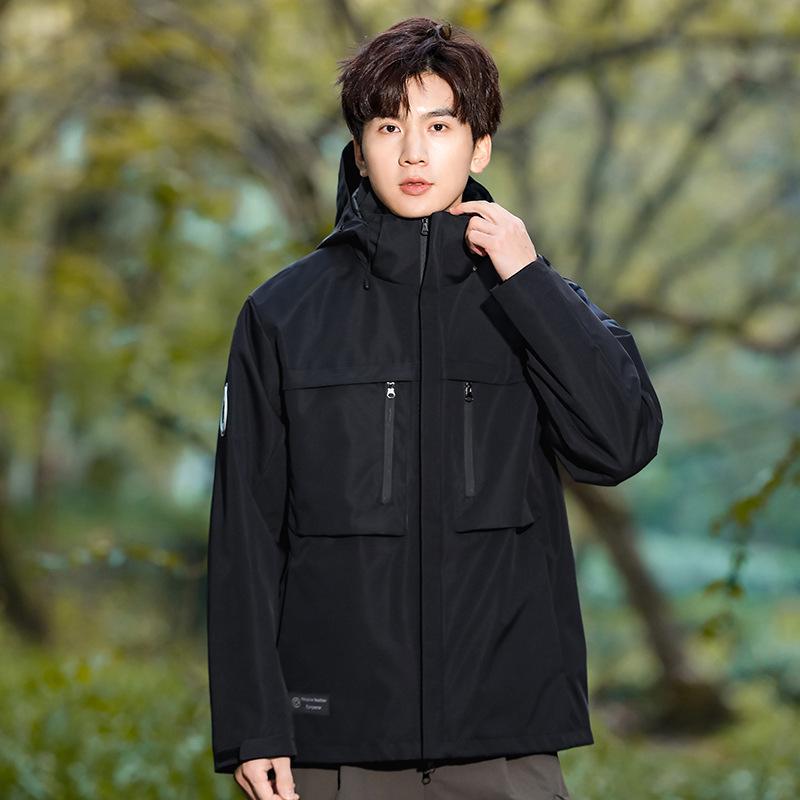 

Новый зимний цветной блок для пар 3-в-1 ветровка Small чёрный