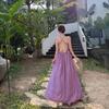 French Gentle Purple Neck Sleeveless Dress Women's Summer Seaside Vacation Design Sense Backless Beautiful Skirt