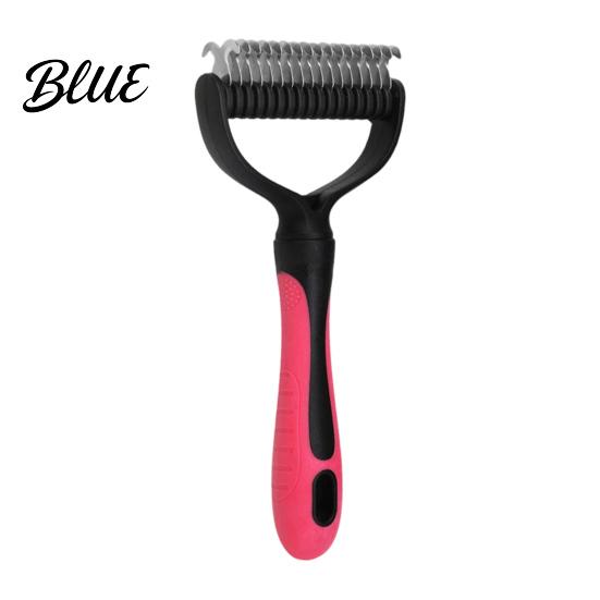 Dematting Comb for Dogs And Cats Double-Sided Pet Grooming Brush Stainless Steel Cat Undercoat Rake with Dog Brush Thick Fur Non-Slip Handle
