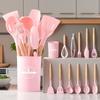 12pcs Silicone Kitchen Utensils Set Wooden Handle Baking Shovel Non-Stick Cookware Set  Cooking